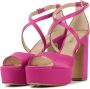 Lina Locchi Sandalen Dames Damesschoenen Leer Plateauhak hoogte 10 cm L1296 Fuchsia - Thumbnail 2