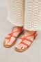 Lina Locchi Sandalen Dames Damesschoenen Leer Blokhak hoogte L1285 Oranje - Thumbnail 8