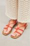 Lina Locchi Sandalen Dames Damesschoenen Leer Blokhak hoogte L1285 Oranje - Thumbnail 7