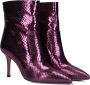 Lina Locchi Enkellaarsjes Dames Laarzen Damesschoenen Leer Slangenprint L1245 Paars - Thumbnail 3