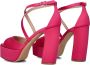 Lina Locchi Sandalen Dames Damesschoenen Leer Plateauhak hoogte 10 cm L1296 Fuchsia - Thumbnail 3