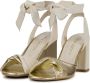 Lina Locchi Sandalen Dames Damesschoenen Leer Blokhak hoogte L1302 Ecru - Thumbnail 5