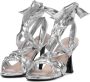 Lina Locchi Sandalen Dames Damesschoenen Leer Blokhak hoogte L1305 Zilver - Thumbnail 4