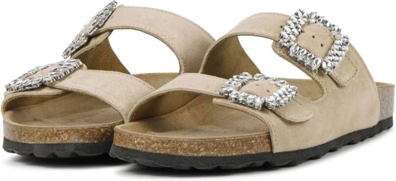Lina Locchi Stijlvolle Leren Sandalen voor Vrouwen Beige Dames