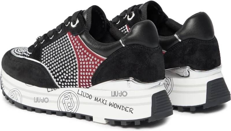 Liu Jo Zwarte Suède Sneakers met Studs en Metallic Details Zwart Dames