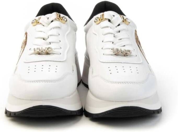 Liu Jo Amazing 20 White Gold Sequin Logo Sneakers