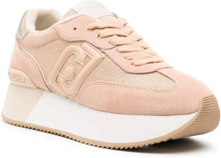 Liu Jo Beige Logo Sneakers met Suède en Mesh Panelen Beige Dames