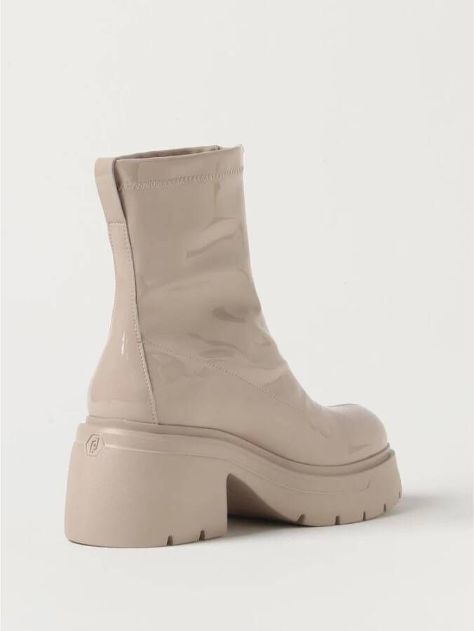 Liu Jo Beige Patent Leren Enkellaarzen