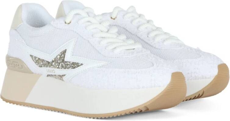 Liu Jo Denim Effect Platform Sneakers White Dames