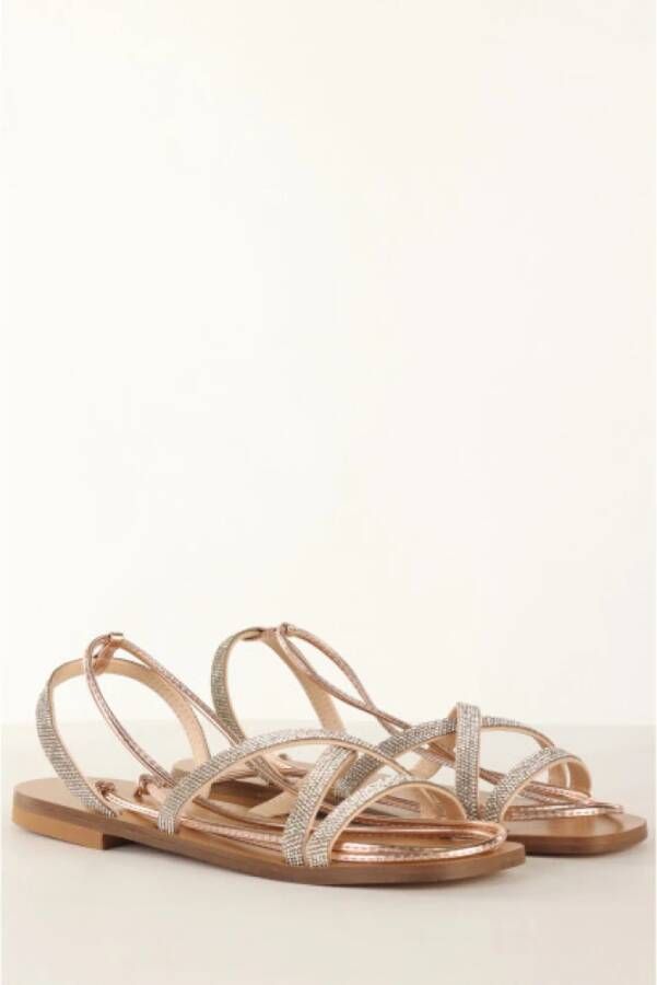 Liu Jo Platte sandalen met strass en veters Geel Dames