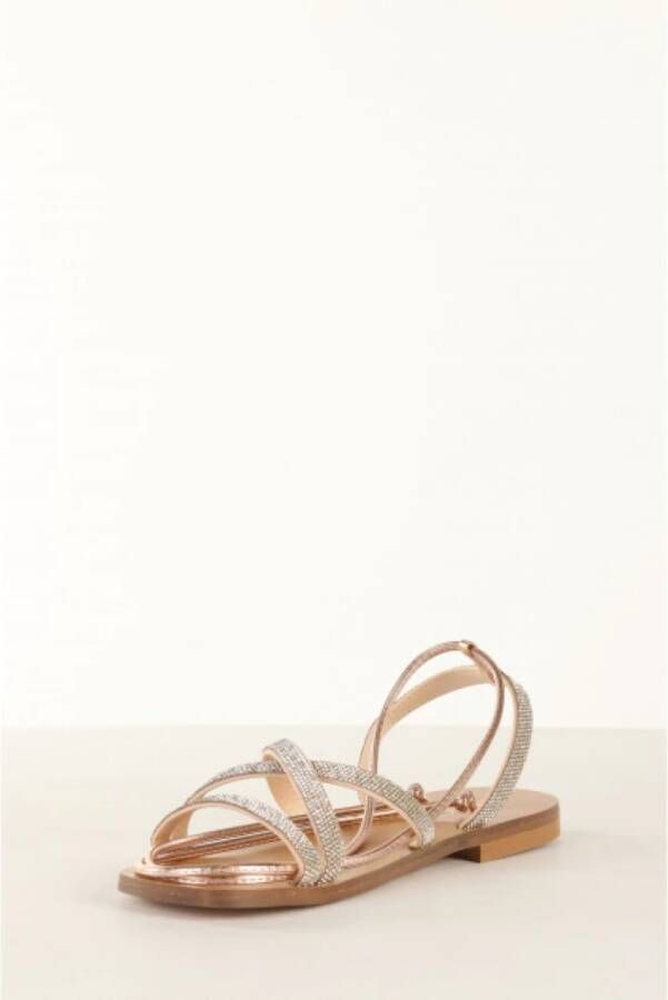 Liu Jo Platte sandalen met strass en veters Geel Dames