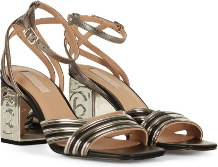 Liu Jo Gelamineerde eco-leren sandalen Gray Dames