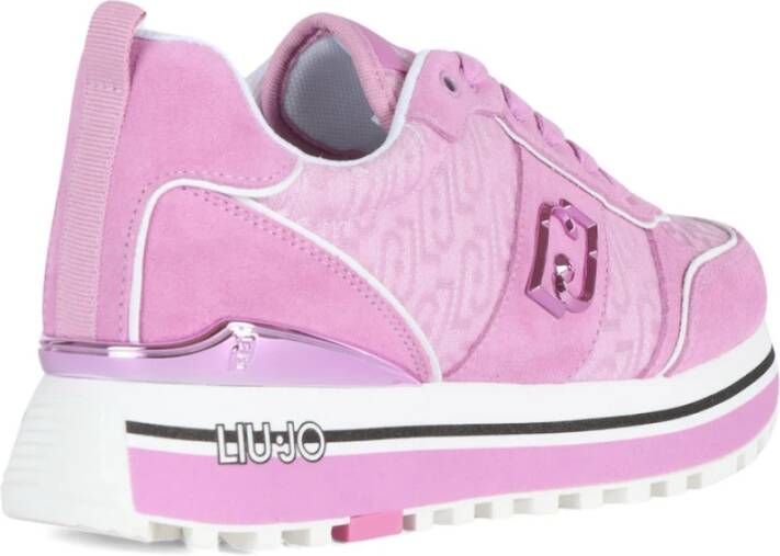 Liu Jo Maxi Wonder 71 Sneakers van leer en stof Pink Dames