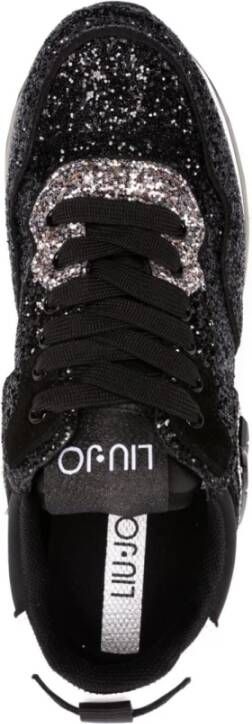 Liu Jo Maxi Wonder Glitter Zwarte Sneakers Zwart Dames