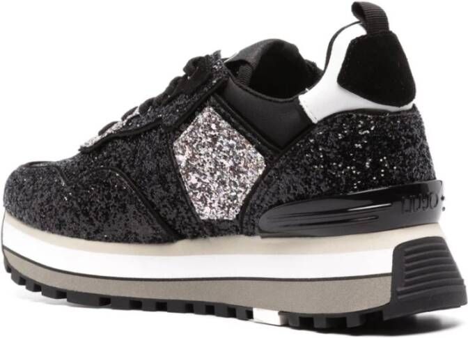 Liu Jo Maxi Wonder Glitter Zwarte Sneakers Zwart Dames