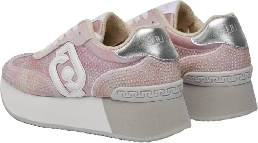 Liu Jo Roze Platte Sneakers met Strass Multicolor Dames
