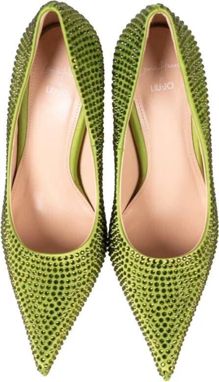 Liu Jo Satijnen Stiletto's met Fonkelende Details Green Dames