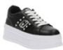 Liu Jo Zwarte Leren Selma 04 Schoenen met Glitter en Zilveren Details Zwart Dames - Thumbnail 2
