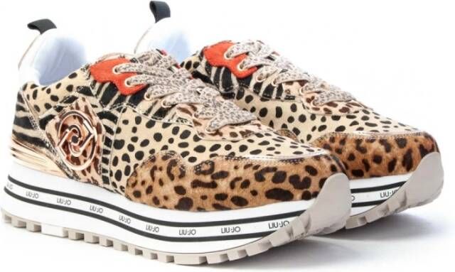 Liu Jo Animal-Print Platform Sneakers Beige Dames