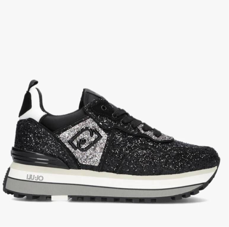 Liu Jo Maxi Wonder Glitter Sneaker 24 Zwart Zilver Zwart Heren