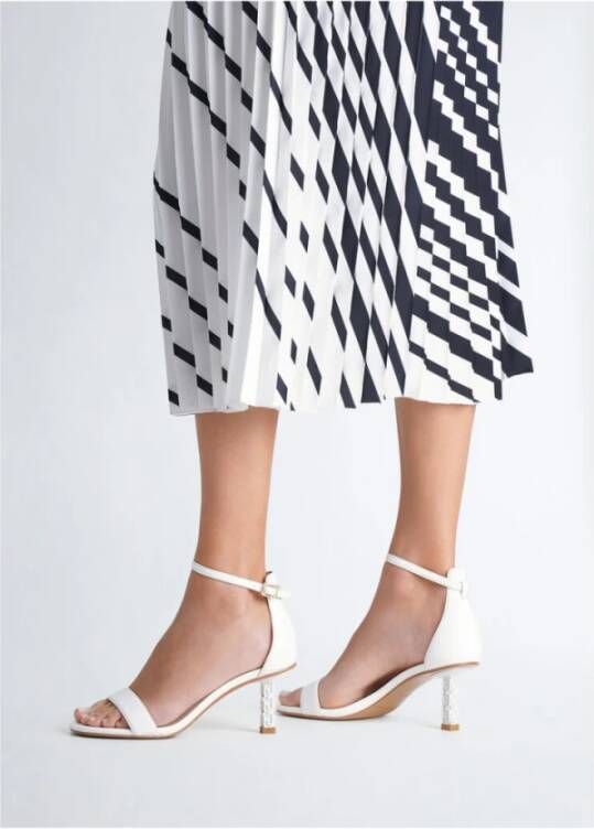 Liu Jo Witte leren sandalen met logohak