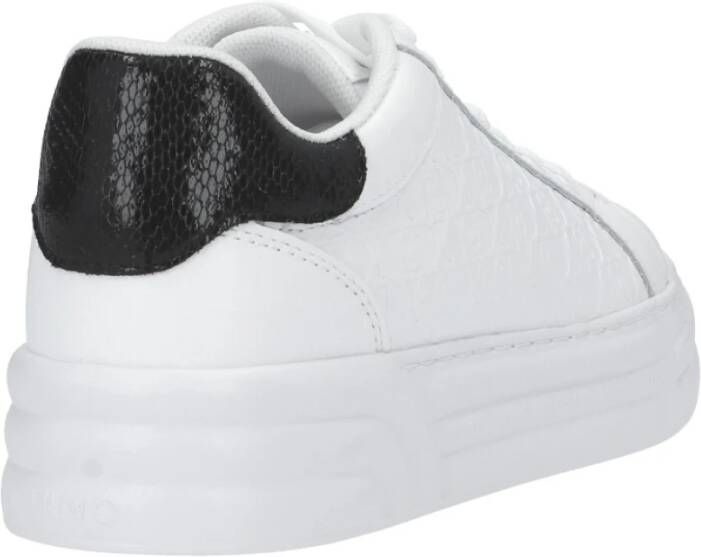 Liu Jo Witte Leren Sneaker met Reliëf Logo White Dames