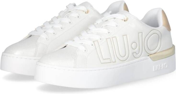 Liu Jo Witte Leren Sneakers Groot Logo