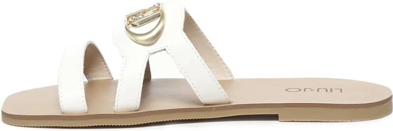 Liu Jo Witte Leren Strappy Sandalen