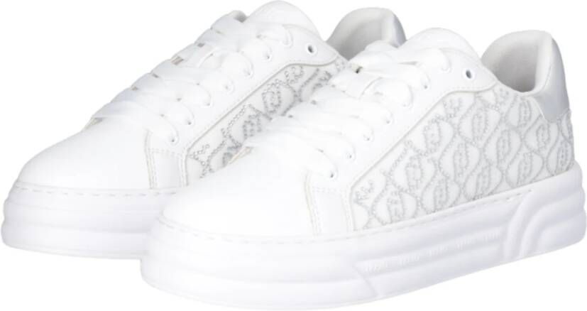 Liu Jo Witte Platte Sneakers met Strass White Dames