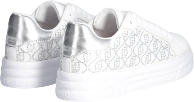 Liu Jo Witte Platte Sneakers met Strass White Dames