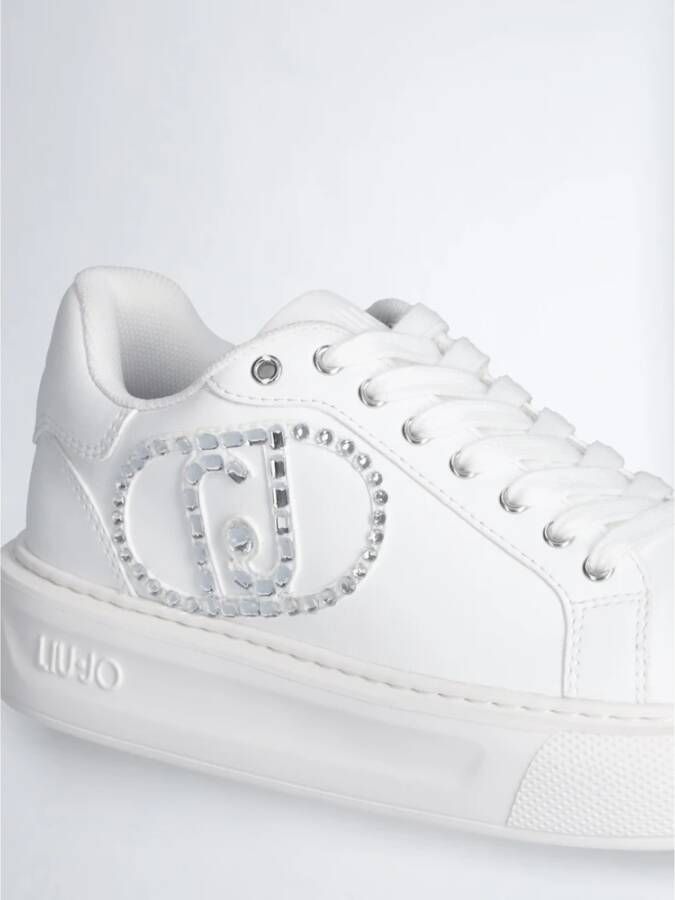 Liu Jo Witte sneakers met strass en metalen oogjes