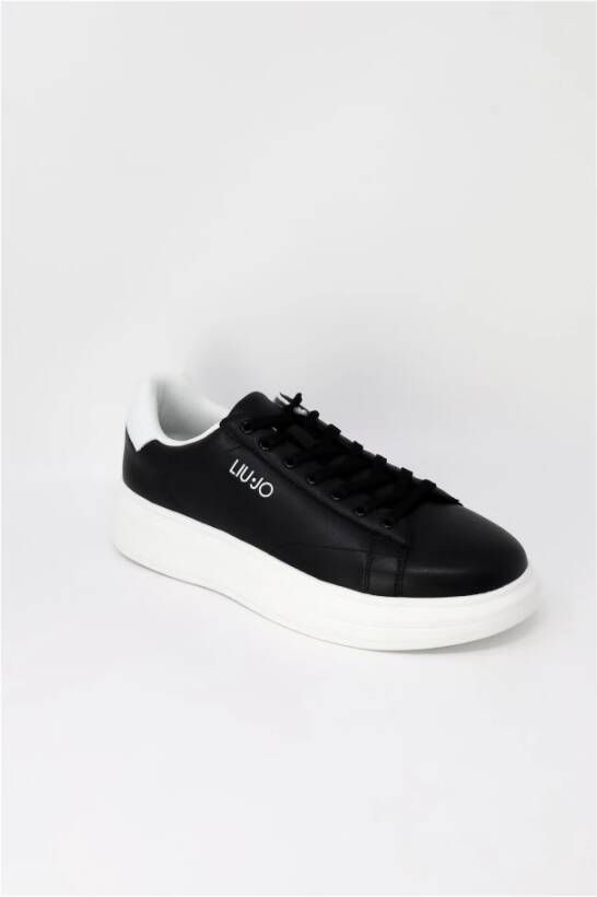 Liu Jo Zwarte Leren Sneakers met Rubberen Zool Black Heren