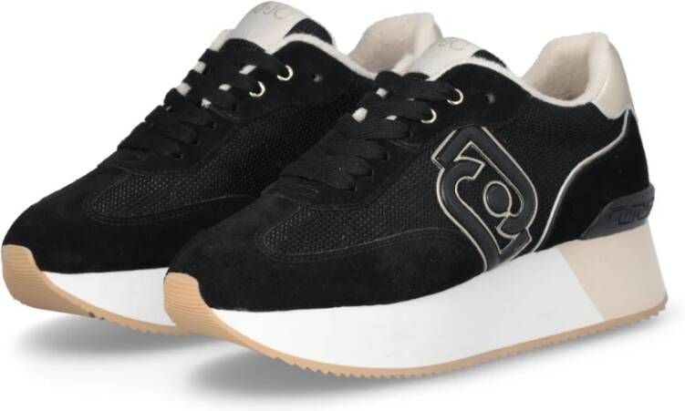 Liu Jo Zwarte Leren Suède Mesh Dames Sneakers