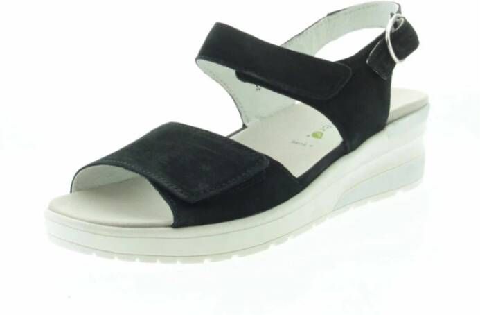 Lloyd Comfortabele leren sandalen met sleehak Black Dames