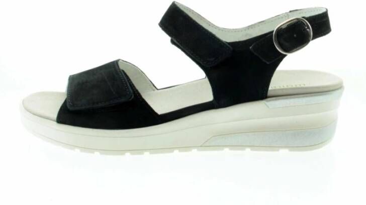 Lloyd Comfortabele leren sandalen met sleehak Black Dames