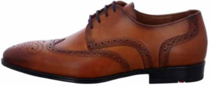 Lloyd Gestempeld leren heren veterschoenen Brown Heren