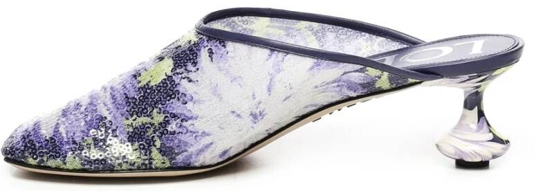 Loewe Paillet Bloemenprint Lila Sandalen