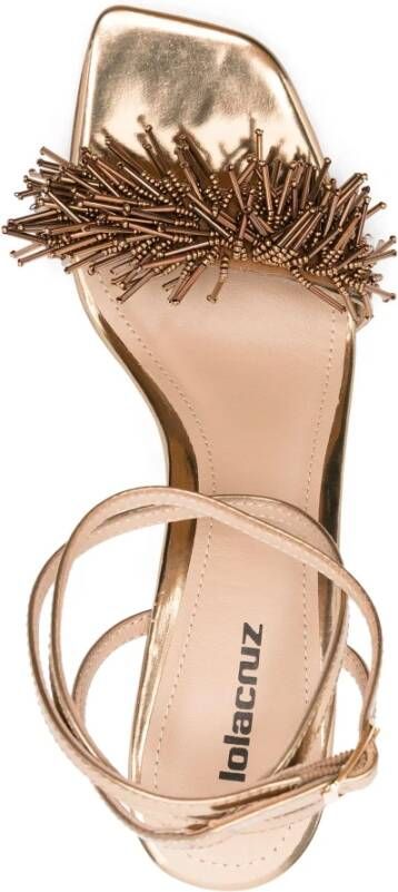 Lola Cruz Gouden Valentina Sandalen met Kwastdetail