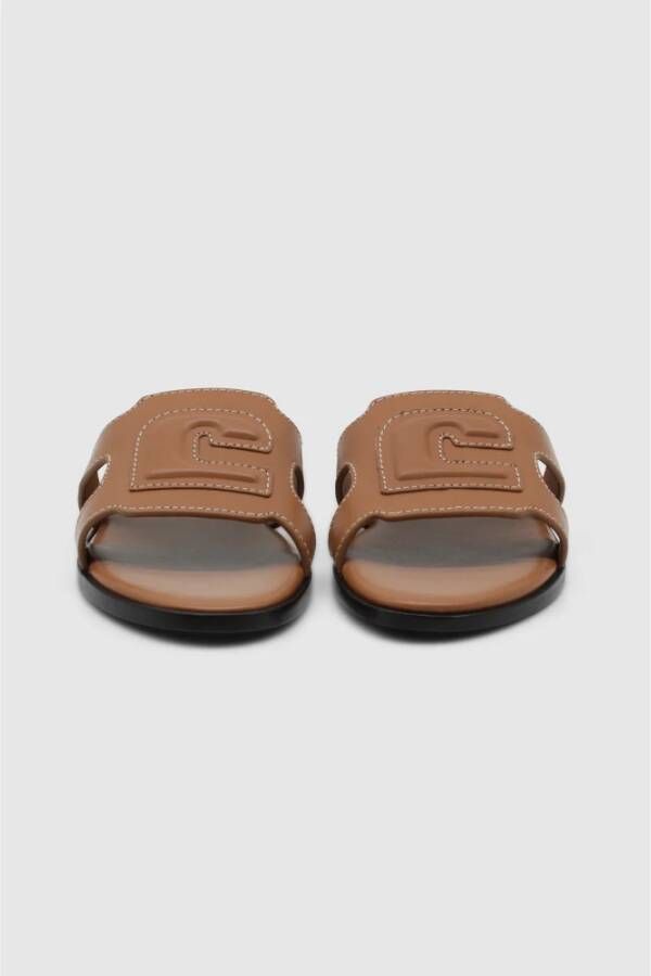 Lola Cruz Leren Instap Sandalen Brown Dames