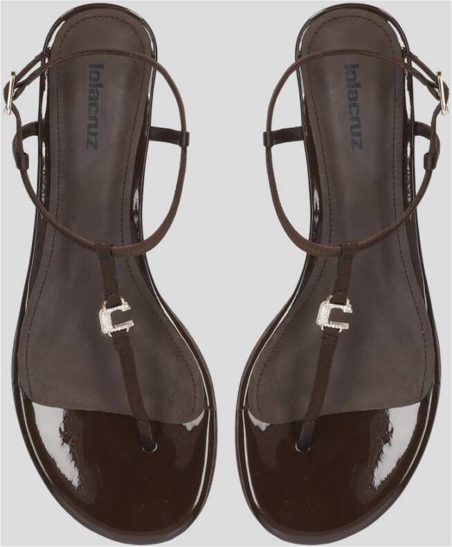 Lola Cruz Metalen versierde leren platte sandalen