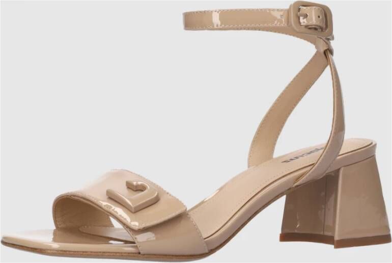 Lola Cruz Nude Leren Kruisband Sandalen Beige Dames