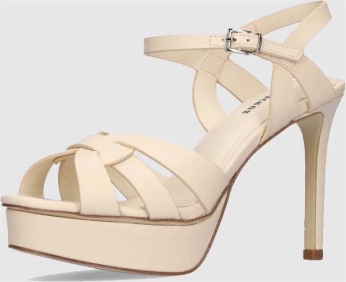 Lola Cruz Off White Leren Plateau Sandalen White Dames