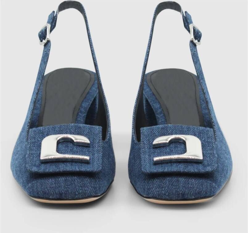 Lola Cruz Denim Blauwe Leren Pumps Blue Dames