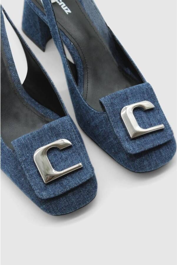 Lola Cruz Denim Blauwe Leren Pumps Blue Dames