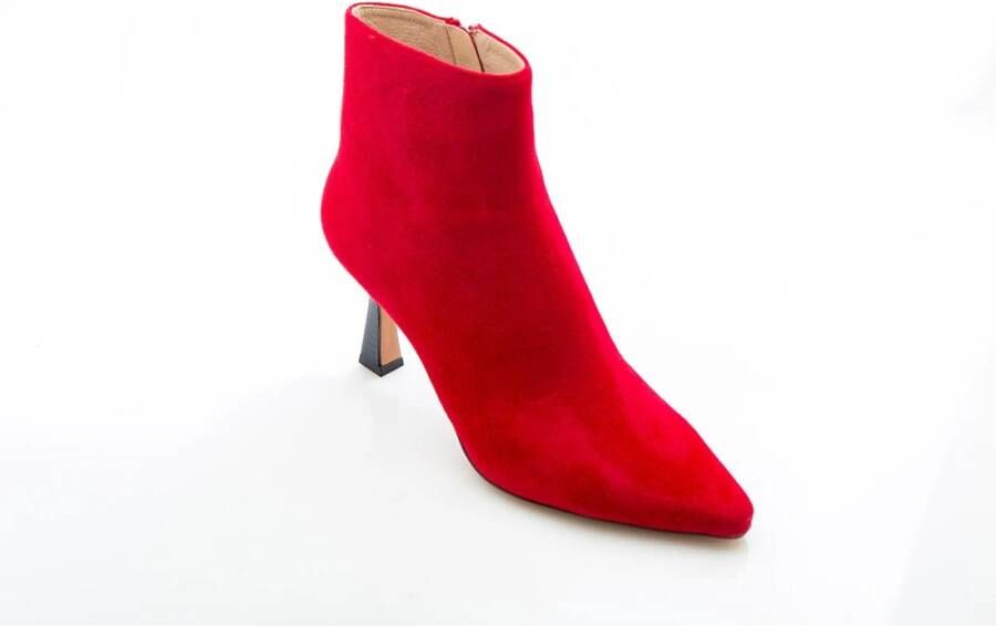 Lola Cruz Rode Suède Kitten Heel Enkellaars Red Dames