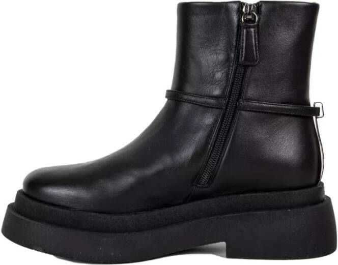 Loriblu Zwarte Leren Enkellaarzen Black Dames