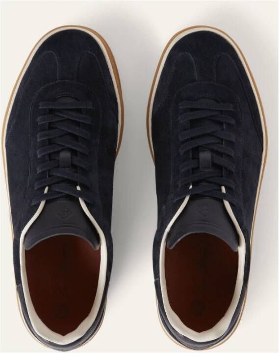 Loro Piana Blauwe Tennis Sneaker met Karamel Cup Zool