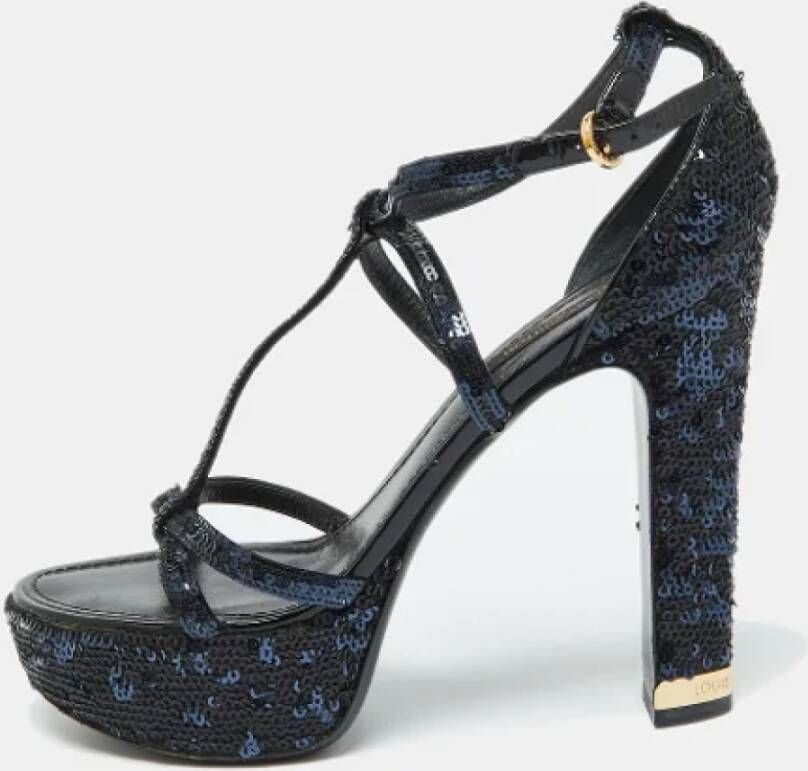 Louis Vuitton Vintage Pre-owned Fabric sandals Black Dames