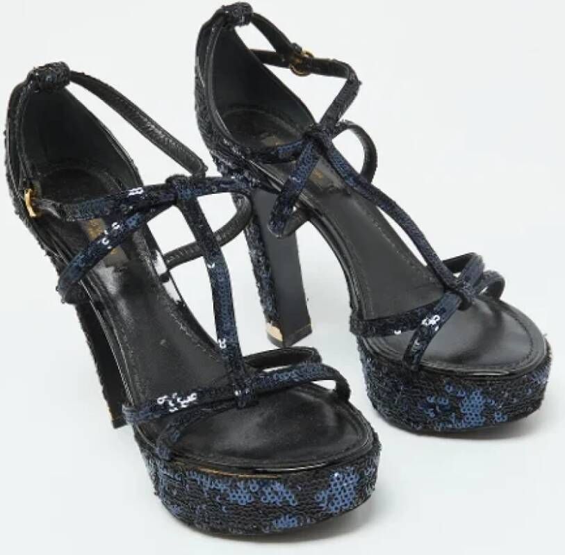 Louis Vuitton Vintage Pre-owned Fabric sandals Black Dames