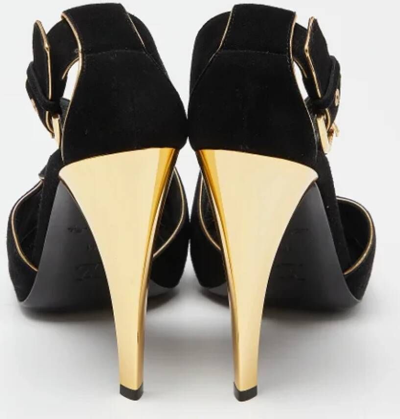 Louis Vuitton Vintage Pre-owned Leather sandals Black Dames